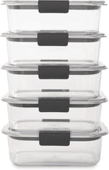 Rubbermaid Brilliance Food Storage Containers, BPA Free, Airtight Lids, Ideal for Lunch, Meal Prep & Leftovers, Set of 5 (3.2 Cup)