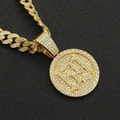 1Pcs Cool Rhinestone Round brand number "69" Pendant Necklace with golden and silvery Cuban ice chain for men and women