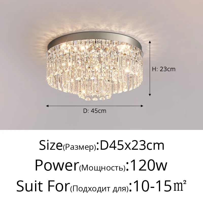 2024 New Style Luxury Crystal Lamp Living Room Ceiling Lamp French Simple Atmosphere High-end Sense Of Bedroom Hall Lamps Light