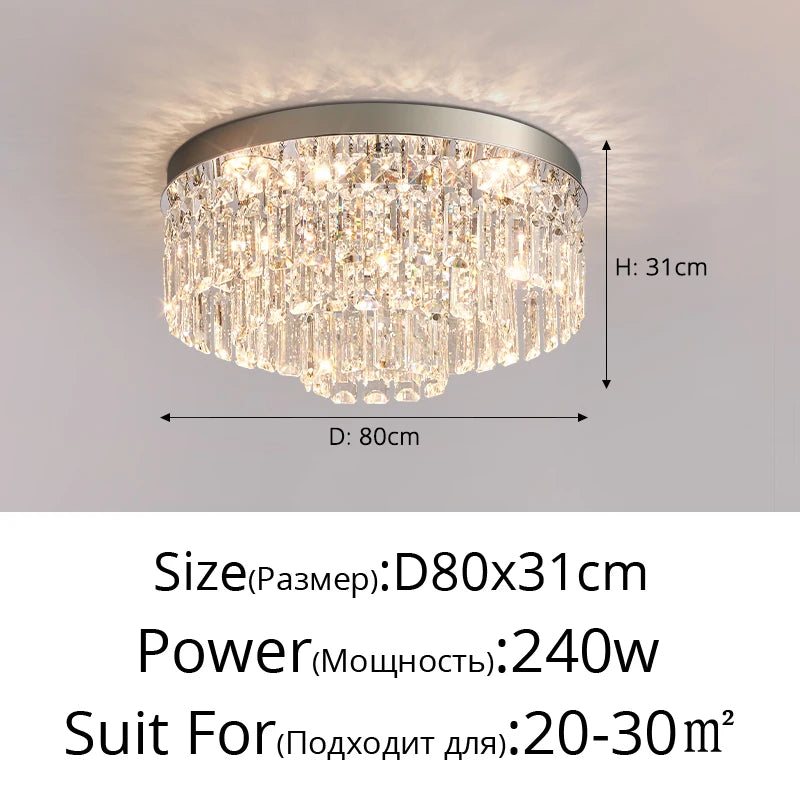 2024 New Style Luxury Crystal Lamp Living Room Ceiling Lamp French Simple Atmosphere High-end Sense Of Bedroom Hall Lamps Light