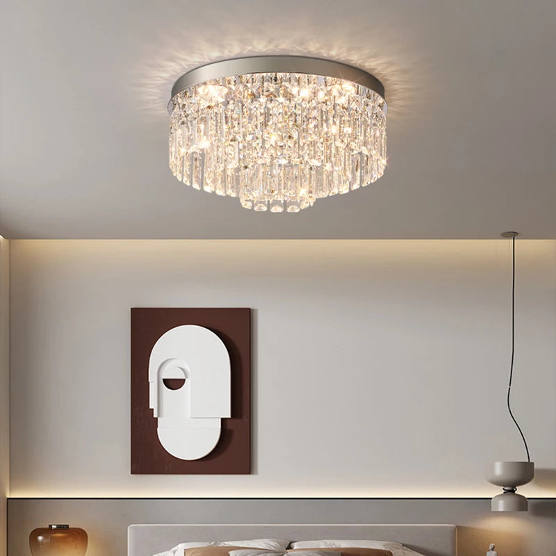 2024 New Style Luxury Crystal Lamp Living Room Ceiling Lamp French Simple Atmosphere High-end Sense Of Bedroom Hall Lamps Light
