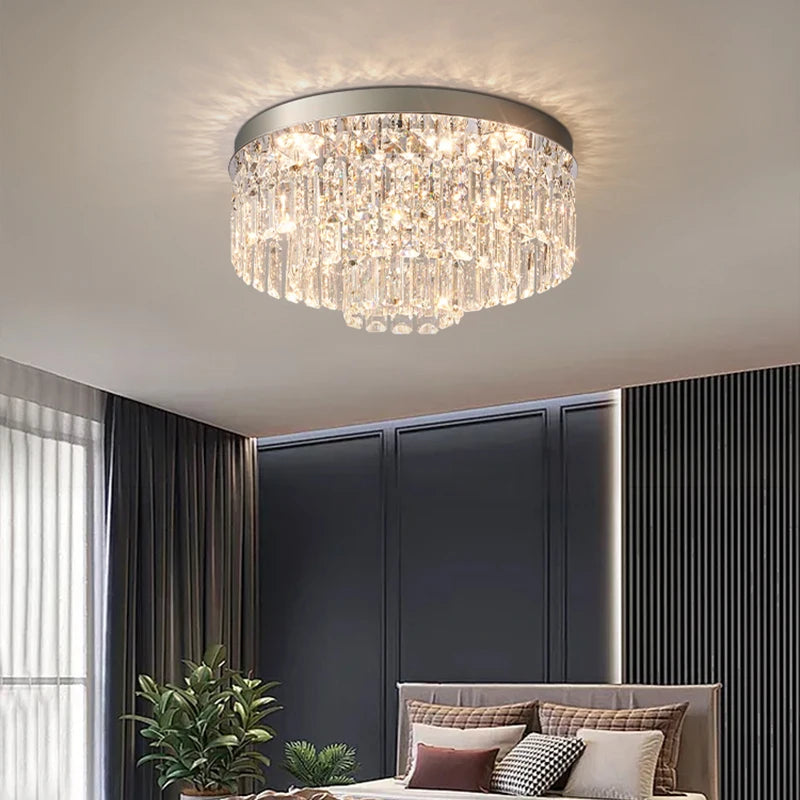 2024 New Style Luxury Crystal Lamp Living Room Ceiling Lamp French Simple Atmosphere High-end Sense Of Bedroom Hall Lamps Light