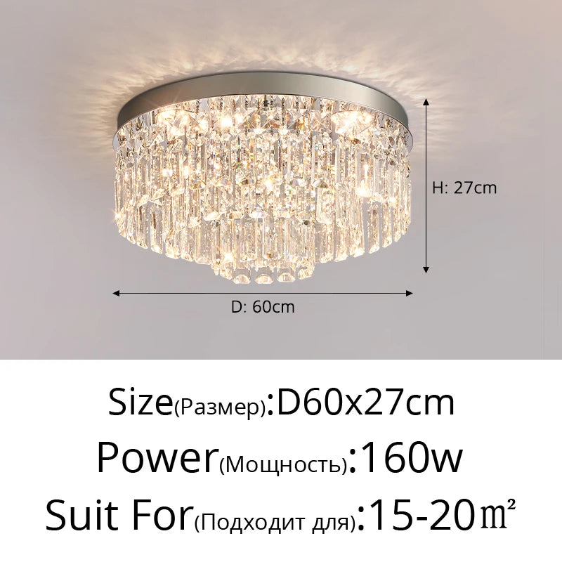 2024 New Style Luxury Crystal Lamp Living Room Ceiling Lamp French Simple Atmosphere High-end Sense Of Bedroom Hall Lamps Light