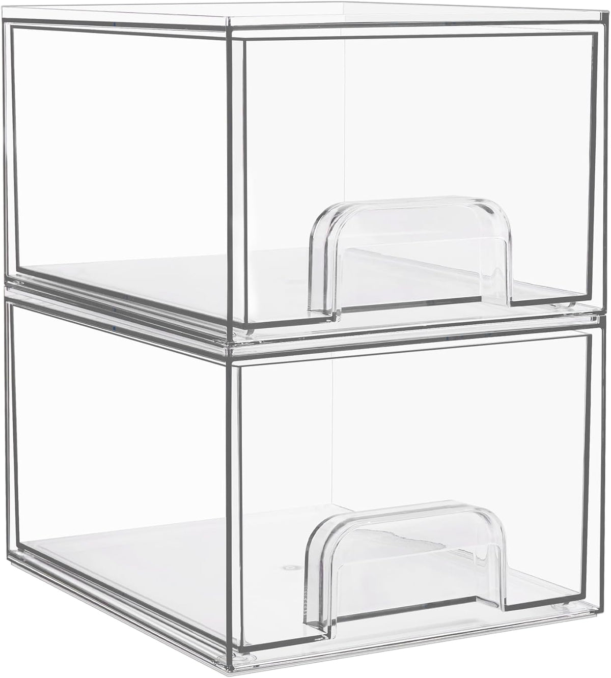 Vtopmart 4 Pack Clear Stackable Storage Drawers, 4.4'' Tall Acrylic Bathroom Makeup Organizer,Plastic Storage Bins For Vanity, Undersink, Kitchen Cabinets, Pantry, Home Organization