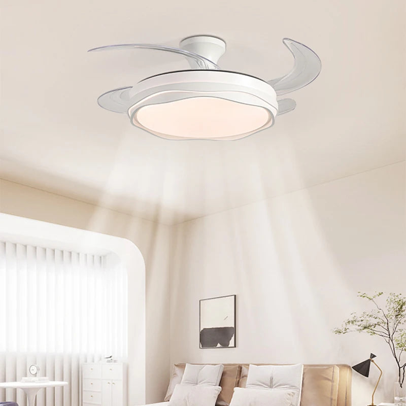 Bedroom Fan Ceiling Light 2025 New Ceiling Light Cream Wind Invisible Restaurant Household Ceiling Fan Light Mute Fan Light