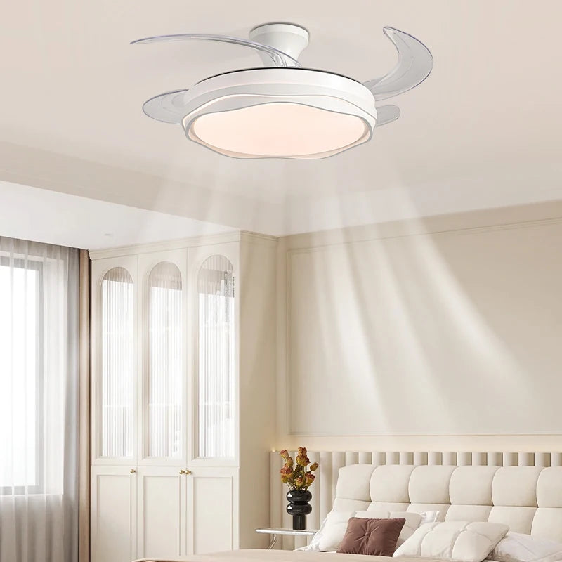 Bedroom Fan Ceiling Light 2025 New Ceiling Light Cream Wind Invisible Restaurant Household Ceiling Fan Light Mute Fan Light