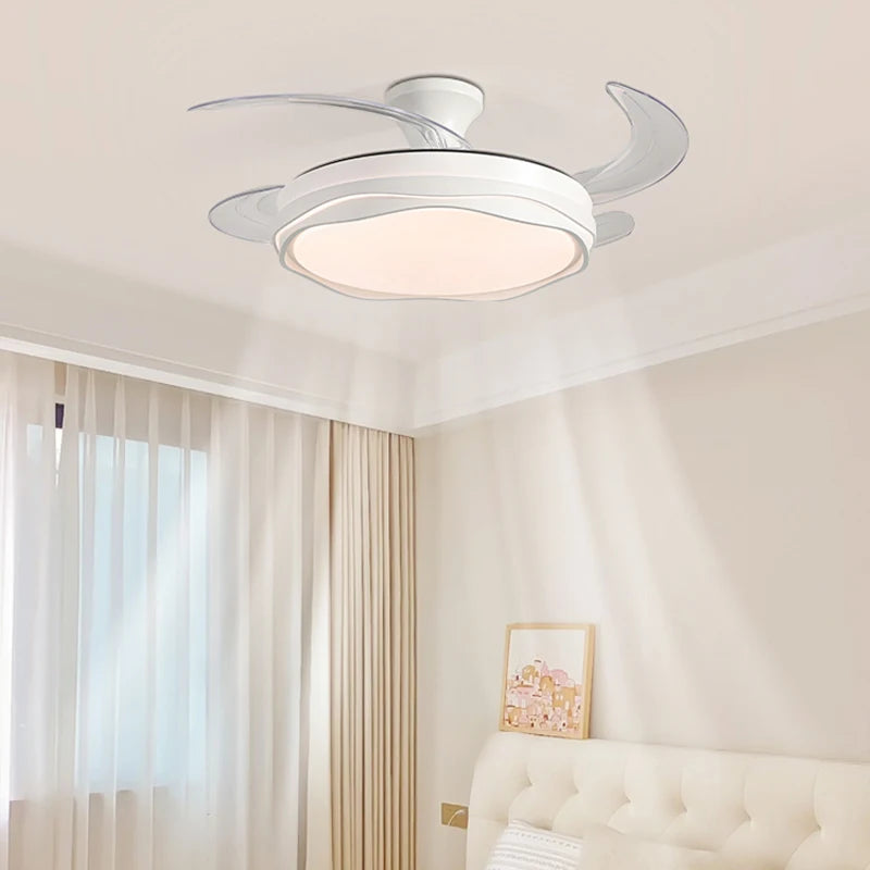 Bedroom Fan Ceiling Light 2025 New Ceiling Light Cream Wind Invisible Restaurant Household Ceiling Fan Light Mute Fan Light