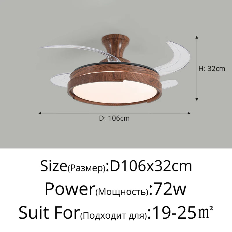 Bedroom Fan Ceiling Light 2025 New Ceiling Light Cream Wind Invisible Restaurant Household Ceiling Fan Light Mute Fan Light