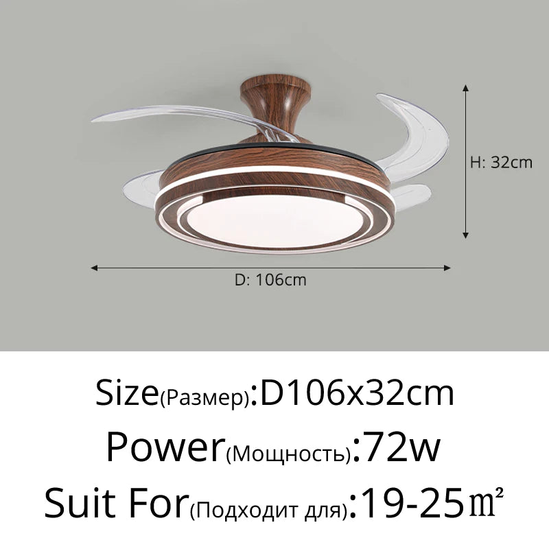 Bedroom Fan Ceiling Light 2025 New Ceiling Light Cream Wind Invisible Restaurant Household Ceiling Fan Light Mute Fan Light