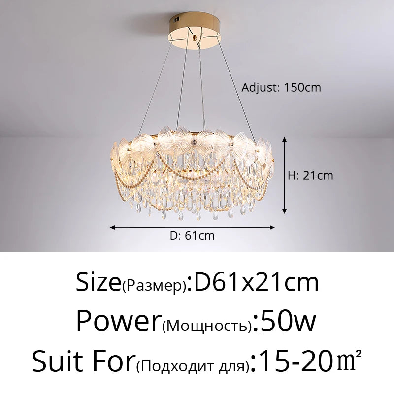 Broken Ice Flower Light Luxury Living Room Chandelier Modern Bedroom Lamp High-end Art French Crystal Lamp Hall Main Lamp
