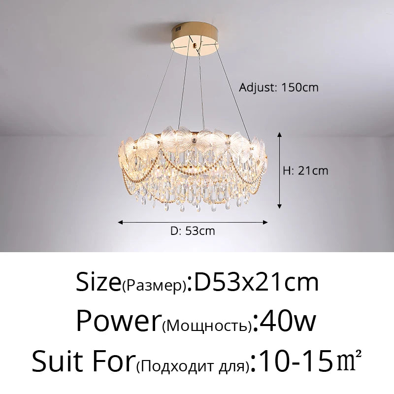 Broken Ice Flower Light Luxury Living Room Chandelier Modern Bedroom Lamp High-end Art French Crystal Lamp Hall Main Lamp