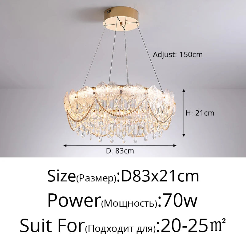Broken Ice Flower Light Luxury Living Room Chandelier Modern Bedroom Lamp High-end Art French Crystal Lamp Hall Main Lamp