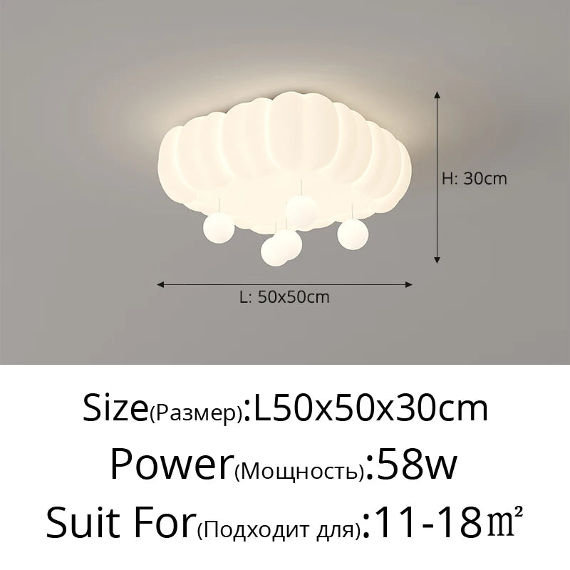 Bubble Cloud Lob Bedroom Ceiling Lamp 2024 New Art Cream Wind Full Spectrum Eye Protection Children's Room Master Bedroom Lamp