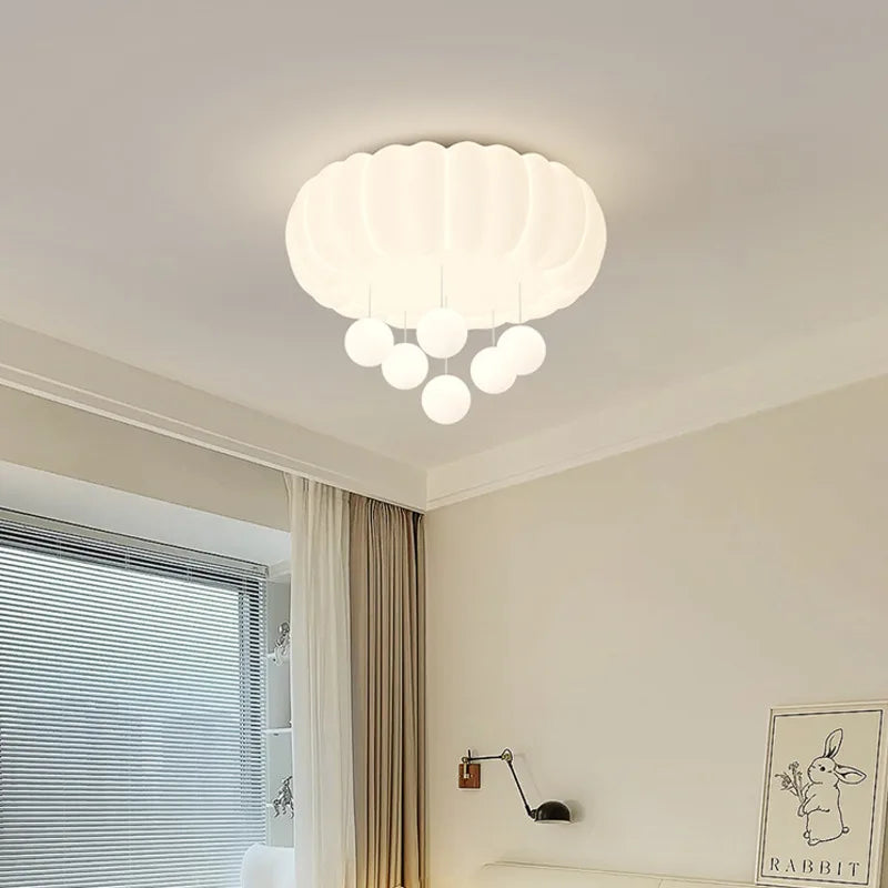 Bubble Cloud Lob Bedroom Ceiling Lamp 2024 New Art Cream Wind Full Spectrum Eye Protection Children's Room Master Bedroom Lamp