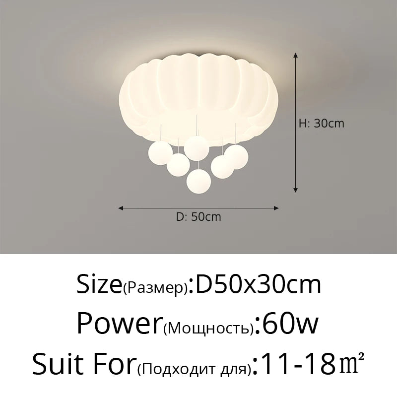 Bubble Cloud Lob Bedroom Ceiling Lamp 2024 New Art Cream Wind Full Spectrum Eye Protection Children's Room Master Bedroom Lamp