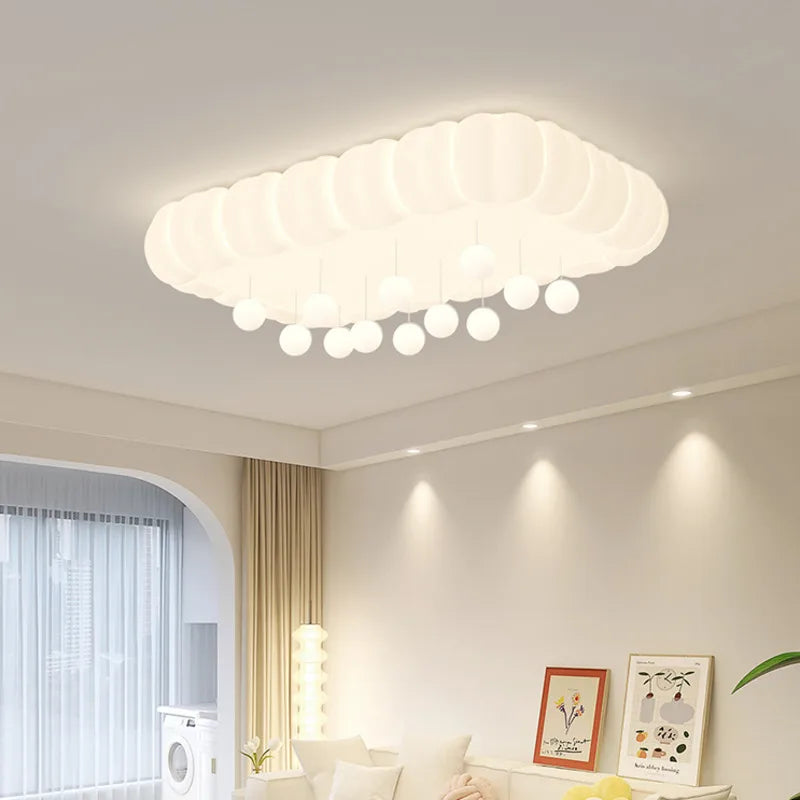 Bubble Cloud Lob Bedroom Ceiling Lamp 2024 New Art Cream Wind Full Spectrum Eye Protection Children's Room Master Bedroom Lamp