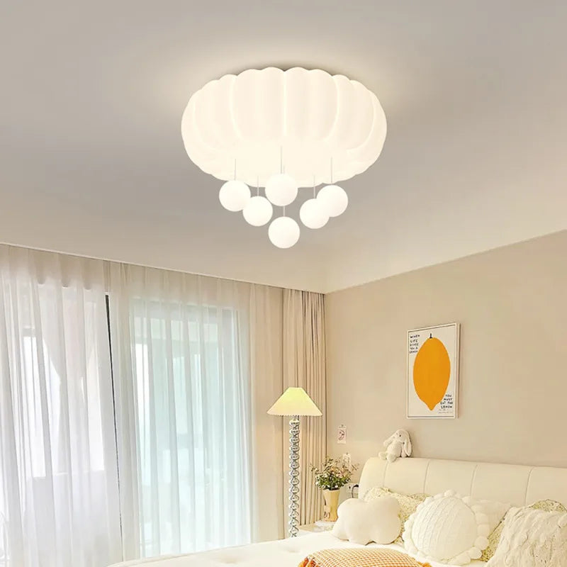 Bubble Cloud Lob Bedroom Ceiling Lamp 2024 New Art Cream Wind Full Spectrum Eye Protection Children's Room Master Bedroom Lamp