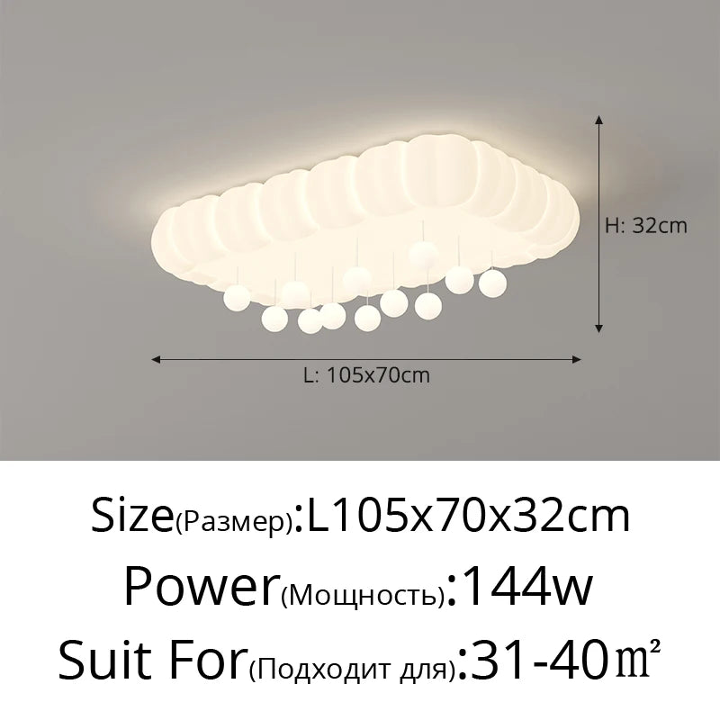 Bubble Cloud Lob Bedroom Ceiling Lamp 2024 New Art Cream Wind Full Spectrum Eye Protection Children's Room Master Bedroom Lamp