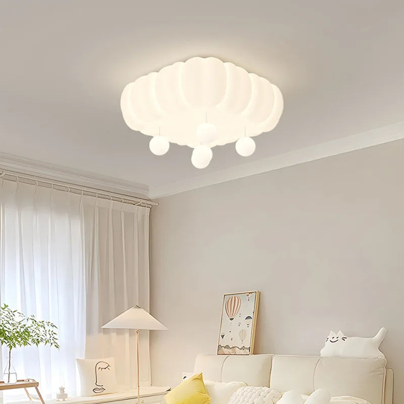 Bubble Cloud Lob Bedroom Ceiling Lamp 2024 New Art Cream Wind Full Spectrum Eye Protection Children's Room Master Bedroom Lamp