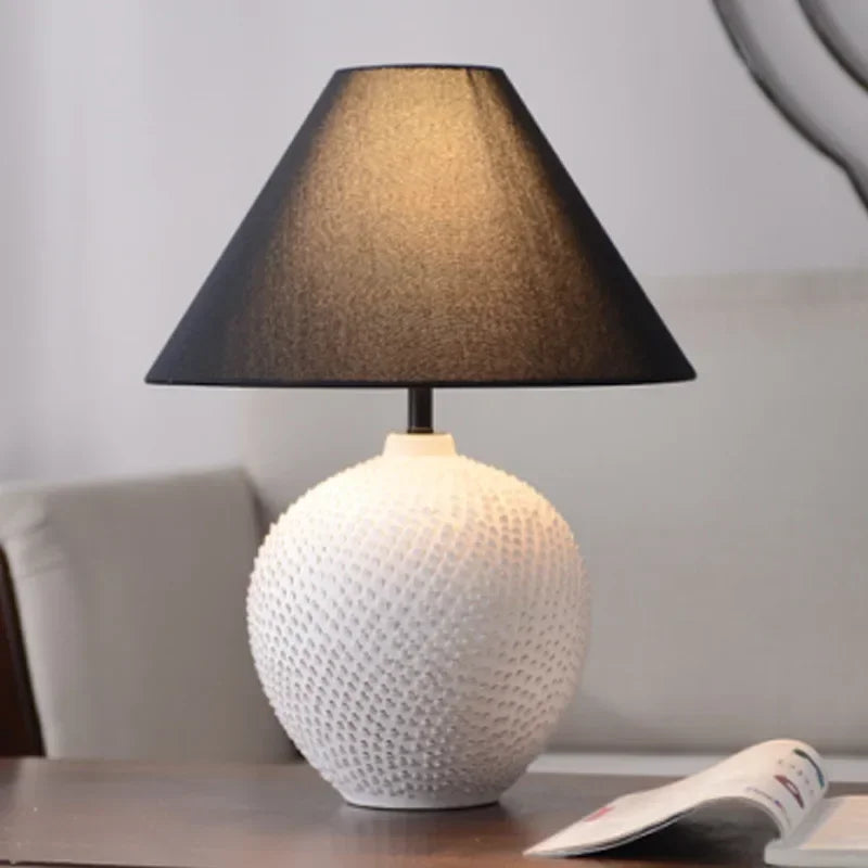 Ceramic Table Lamps for Bedroom Decoration Home Night Stand Lighting Fixtures LED Lights Fabric Lampshade Pottery Jar Design