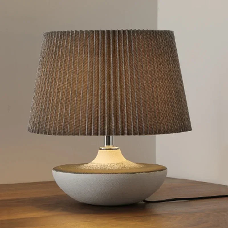 Ceramic Table Lamps for Bedroom Decoration Home Night Stand Lighting Fixtures LED Lights Fabric Lampshade Pottery Jar Design