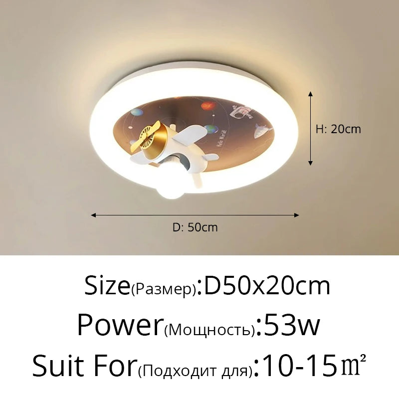 Creative Led Airplane Round Ceiling Light Simple Modern Bedroom Children's Room Ceiling Lamp Home Indoor Decor Lighting  Fixture