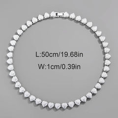 Full rhinestones a row heart-shaped Cuban chain fashion charming jewelry men and women