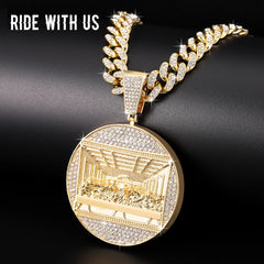 Hip Hop Last Supper Pendant Necklace Iced out Jesus Religious Pendant Cuban Chain Rapper Jewelry for Men and Women Gifts