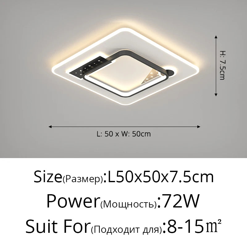 LED Living Room Ceiling Lamps Bedroom Simple Modern Atmosphere Remote Round Square Nordic Dining Room Home Indoor Lighting Lamps