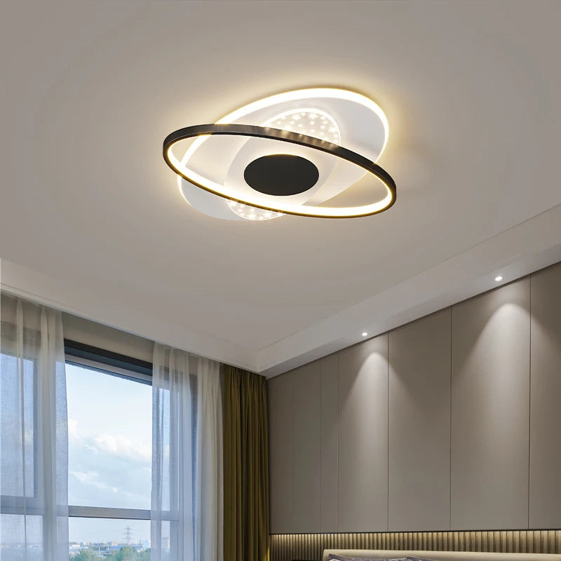 Led Ceiling Lamp Black Gray Living Room Bedroom Study Light Dimmable With Remote Control Home Indoor Decor Lighting Ceiling Lamp