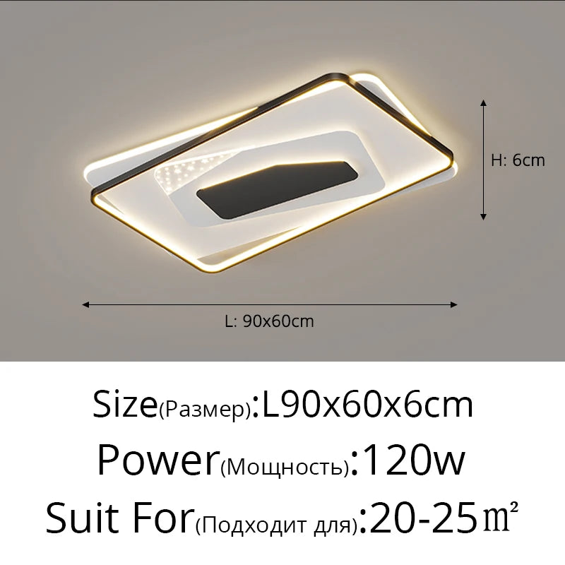 Led Ceiling Lamp Black Gray Living Room Bedroom Study Light Dimmable With Remote Control Home Indoor Decor Lighting Ceiling Lamp