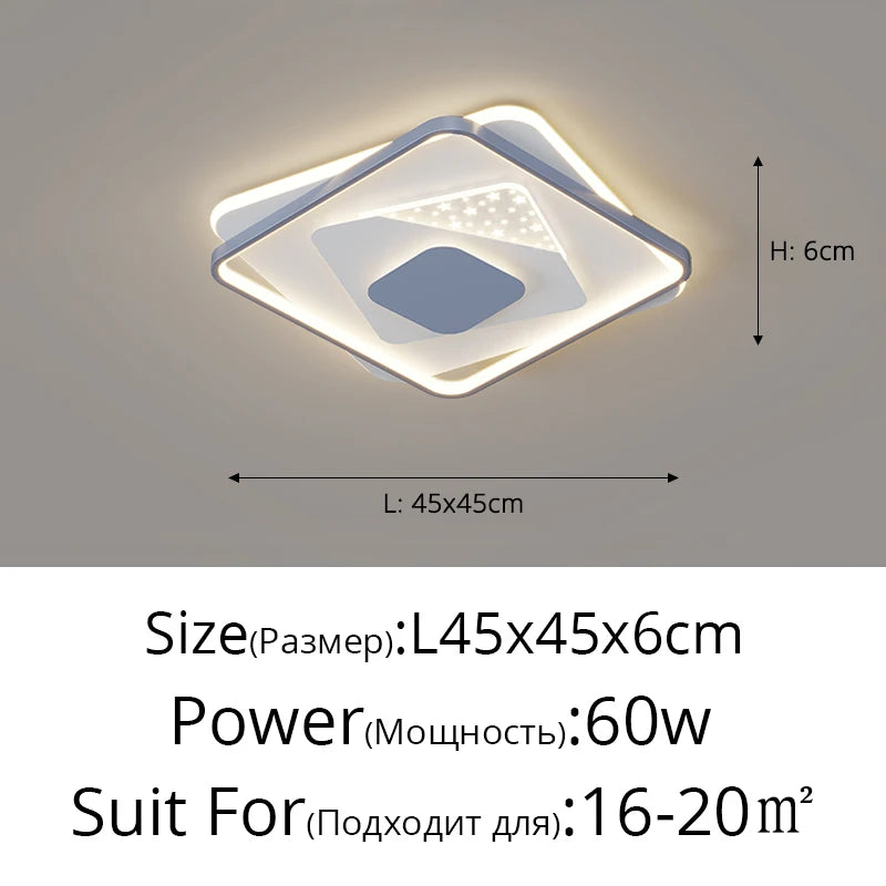 Led Ceiling Lamp Black Gray Living Room Bedroom Study Light Dimmable With Remote Control Home Indoor Decor Lighting Ceiling Lamp