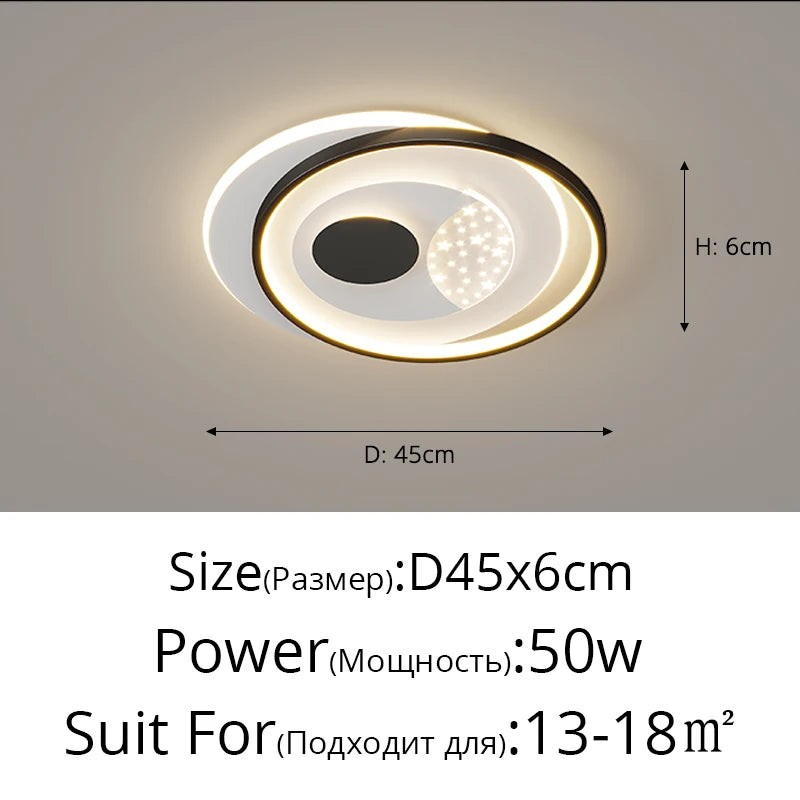 Led Ceiling Lamp Black Gray Living Room Bedroom Study Light Dimmable With Remote Control Home Indoor Decor Lighting Ceiling Lamp