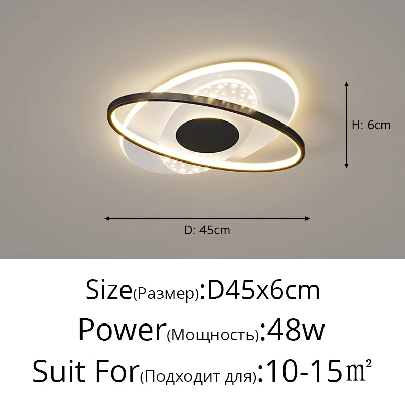 Led Ceiling Lamp Black Gray Living Room Bedroom Study Light Dimmable With Remote Control Home Indoor Decor Lighting Ceiling Lamp