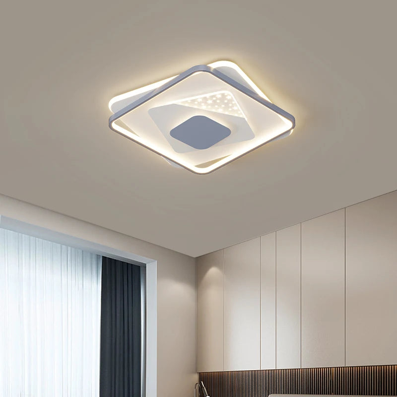 Led Ceiling Lamp Black Gray Living Room Bedroom Study Light Dimmable With Remote Control Home Indoor Decor Lighting Ceiling Lamp