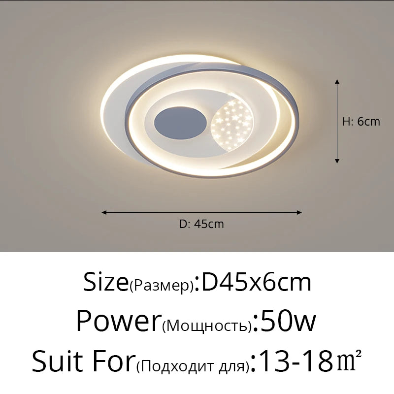 Led Ceiling Lamp Black Gray Living Room Bedroom Study Light Dimmable With Remote Control Home Indoor Decor Lighting Ceiling Lamp