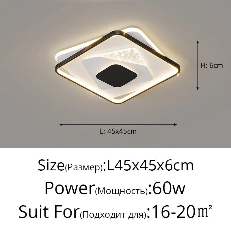 Led Ceiling Lamp Black Gray Living Room Bedroom Study Light Dimmable With Remote Control Home Indoor Decor Lighting Ceiling Lamp