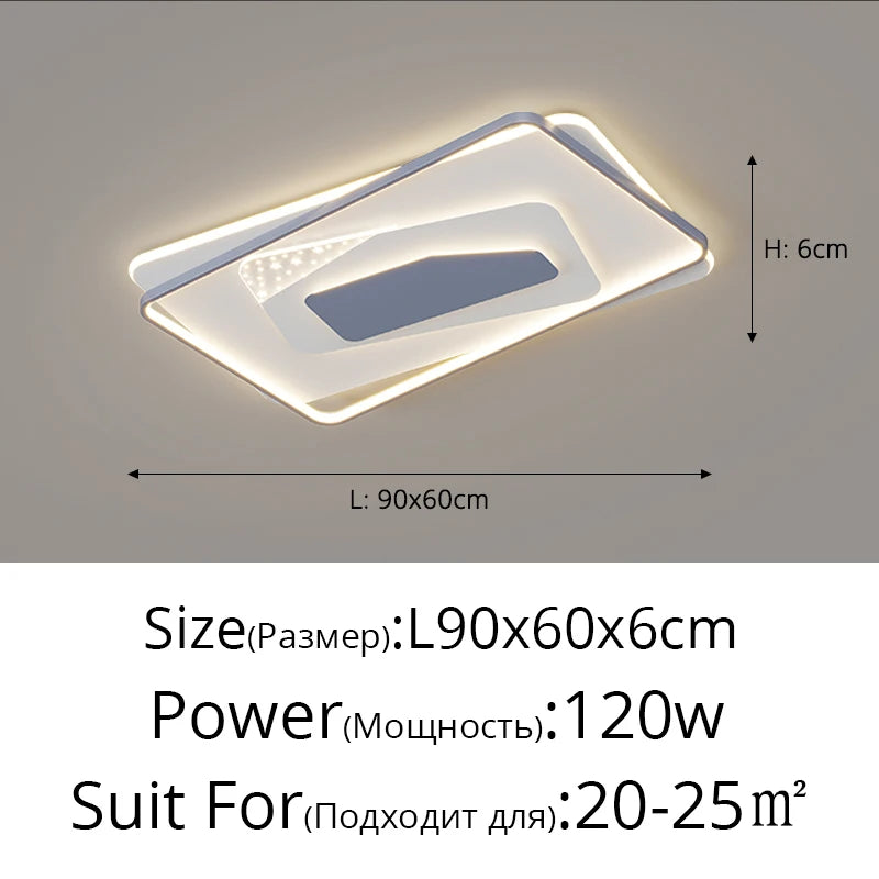 Led Ceiling Lamp Black Gray Living Room Bedroom Study Light Dimmable With Remote Control Home Indoor Decor Lighting Ceiling Lamp