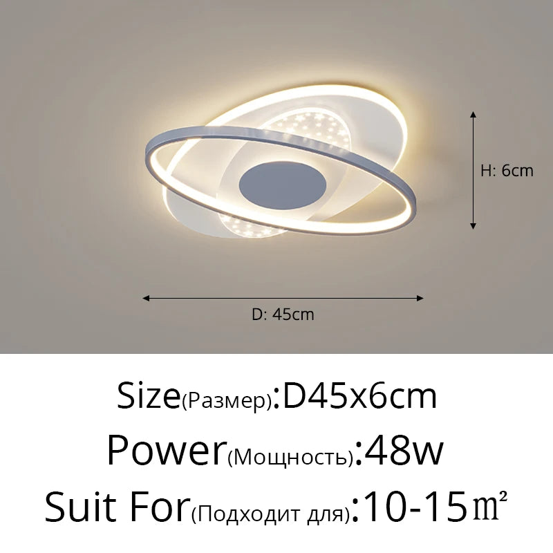 Led Ceiling Lamp Black Gray Living Room Bedroom Study Light Dimmable With Remote Control Home Indoor Decor Lighting Ceiling Lamp