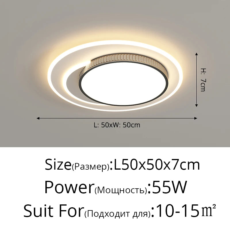 Led Rectangular Ceiling Lamp Living Room Modern Simple Atmosphere Home Round Bedroom Aisle Balcony Lamp Indoor Lighting Fixtures