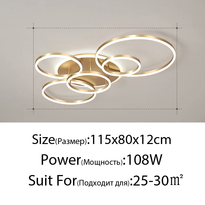 Modern LED Ceiling Chandelier Lighting Living Room Bedroom Dimmable Home Gold Black Indoor Lighting Decorative Light Fixtures