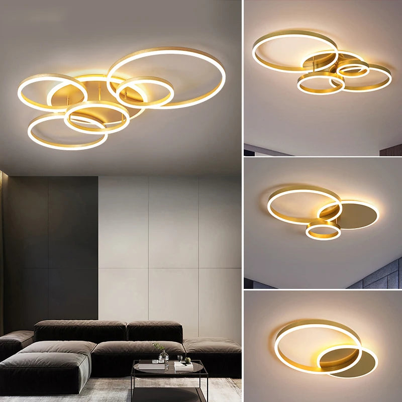 Modern LED Ceiling Chandelier Lighting Living Room Bedroom Dimmable Home Gold Black Indoor Lighting Decorative Light Fixtures
