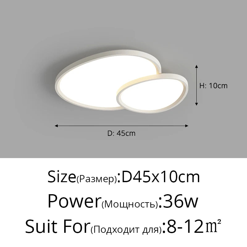 Modern Oval Round Led Ceiling Lights Living Room Bedroom Office Coffee Shop Apartment Villa Indoor Lighting Decor Lamps Dimmable