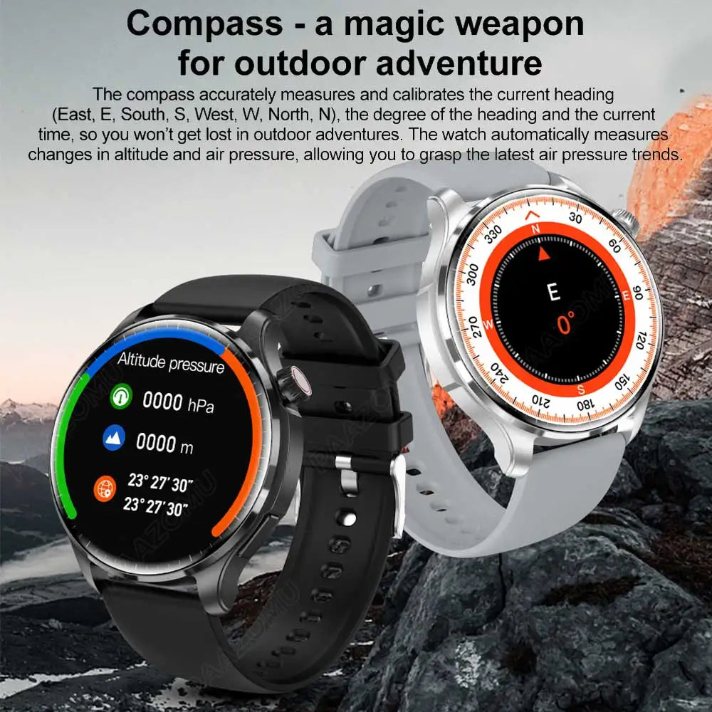 New Smart Watch for Men 1.6” HD AMOLED NFC Compass GPS Bluetooth Call IP68 Waterproof 100+Sports Modes Smartwatch for Huawei