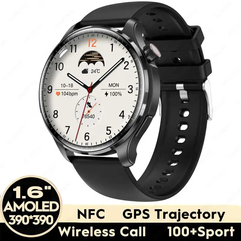 New Smart Watch for Men 1.6” HD AMOLED NFC Compass GPS Bluetooth Call IP68 Waterproof 100+Sports Modes Smartwatch for Huawei