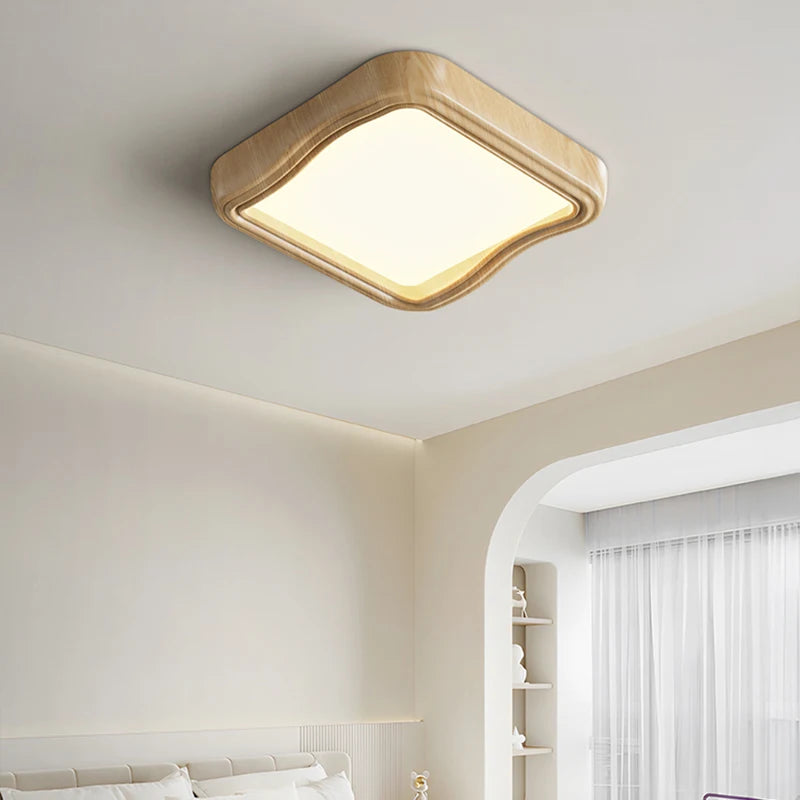 Nordic Led Wood Grain Living Room Ceiling Light Modern Simple Home Rectangular Bedroom Lamp Creative Indoor Decor Lighting Lamps