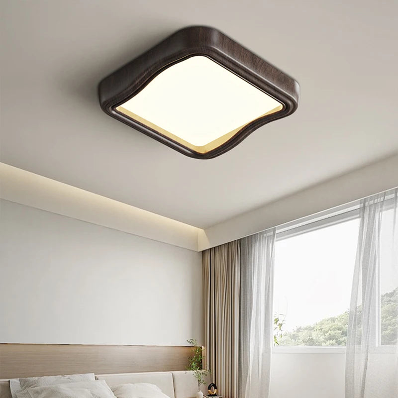 Nordic Led Wood Grain Living Room Ceiling Light Modern Simple Home Rectangular Bedroom Lamp Creative Indoor Decor Lighting Lamps