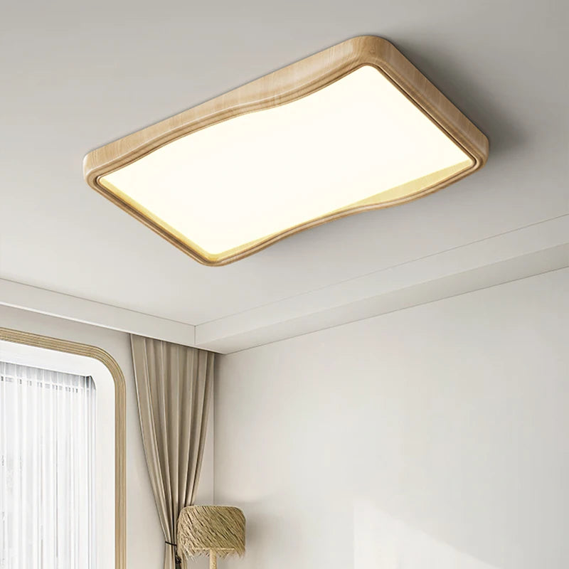 Nordic Led Wood Grain Living Room Ceiling Light Modern Simple Home Rectangular Bedroom Lamp Creative Indoor Decor Lighting Lamps