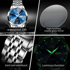 OLEVS 9970 Men's Wristwatch Luxury Digital Dial Unique Rhombus Mirror Quartz Watch for Men Stainless Steel Waterproof Man Watch