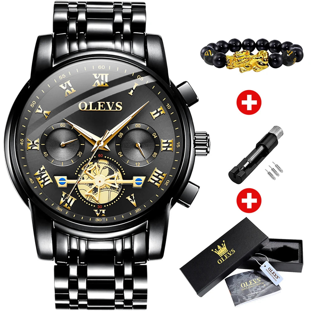 OLEVS Top Brand Men's Watches Classic Roman Scale Dial Luxury Wrist Watch for Man Original Quartz Waterproof Luminous Male reloj